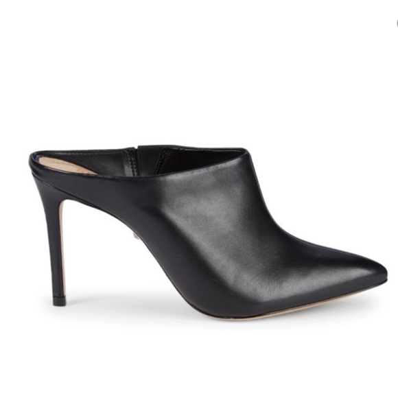 SCHUTZ Point Toe Leather Mules Stiletto High Heels Black Leather Size 7.5 - Picture 2 of 9